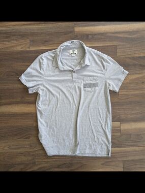 VISSLA Men's Light Gray Polo with Chest Pocket